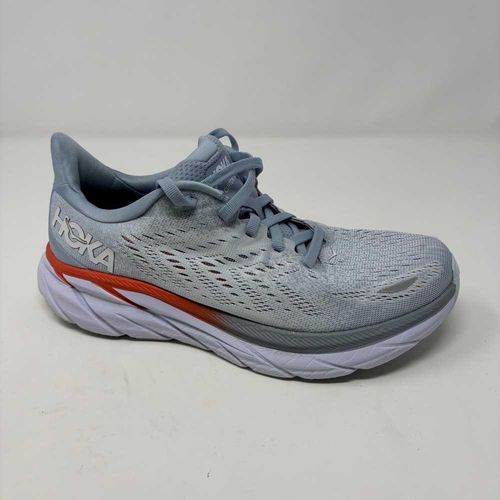Hoka One One Clifton 8 Womens Running Shoes Gray Orange 1119394 Size 7.5